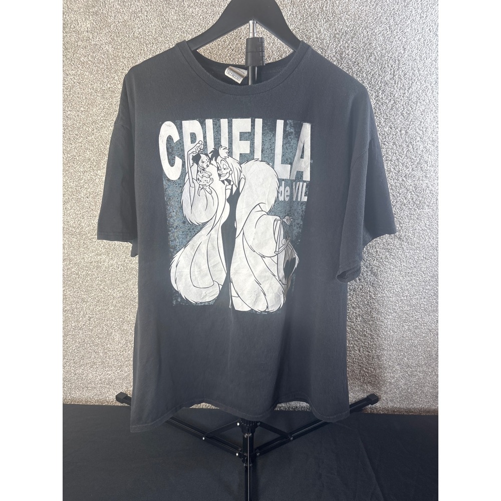 Disney Cruella De Vil T-Shirt 101 Dalmatians Villain Graphic XL Black Mens